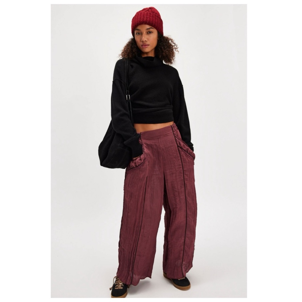 🚩NwT’s-$100 FREE PEOPLE Pretty Please Pants L Soft/Relaxed Pull-On High-Rise - Picture 5 of 10
